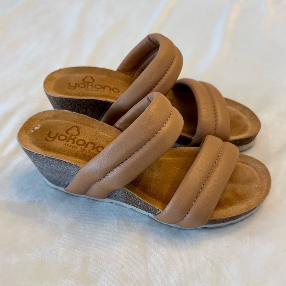 yokono Women's Brown Wedge Sandals, sz 6.5 - Picture 2 of 10